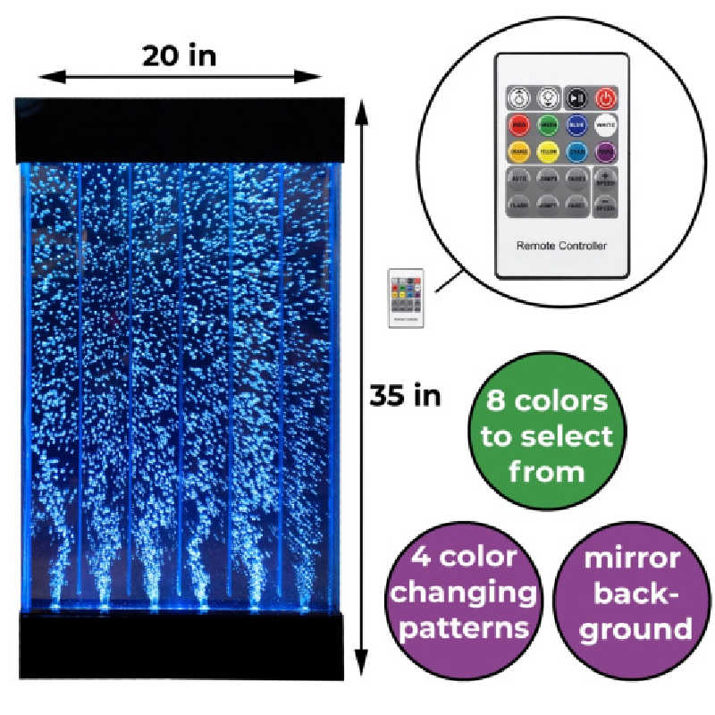 PlayLearn 3ft Wall Mounted Sensory Bubble Wall with Color Changing Lights dimensions