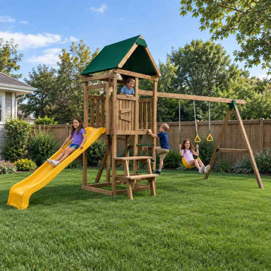 PlayStar Canyon Freedom Fort Swing Set – complete playset view