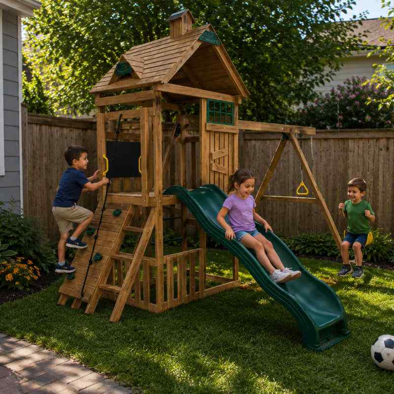 PlayStar Denali Freedom Fort Swing Set – backyard playset with kids