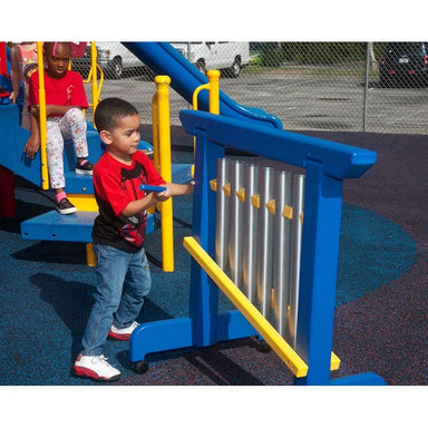 Playmore Design 6-Note Eco Chime Unit Playground Musical Equipment Children Are Actively Engaged in Play