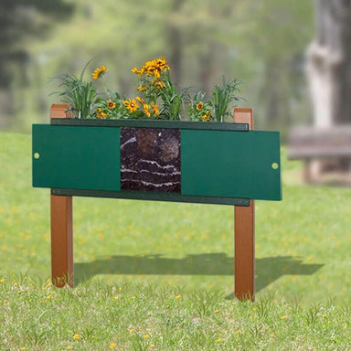 Playmore Design Root View Planter Green Panel Between Two Brown Posts