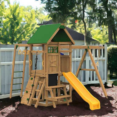 Playstar Highland Bronze Outdoor Playset in a backyard