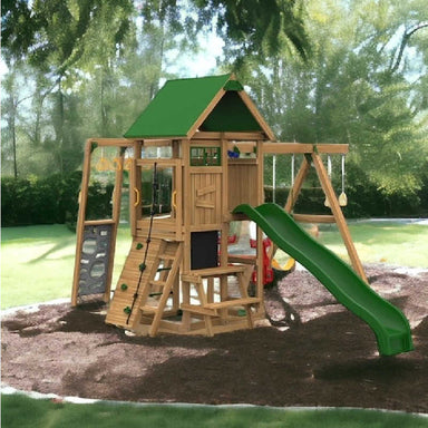 Playstar Highland Silver Outdoor Playset in a backyard