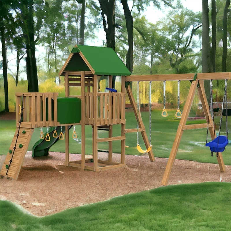 Playstar Plateau Silver Outdoor Playset in backyard