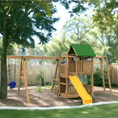 Playstar Summit Bronze Outdoor Playset in a backyard