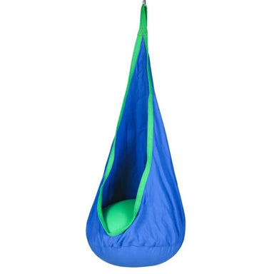 Pod Sensory Swing – blue pod swing with cushion