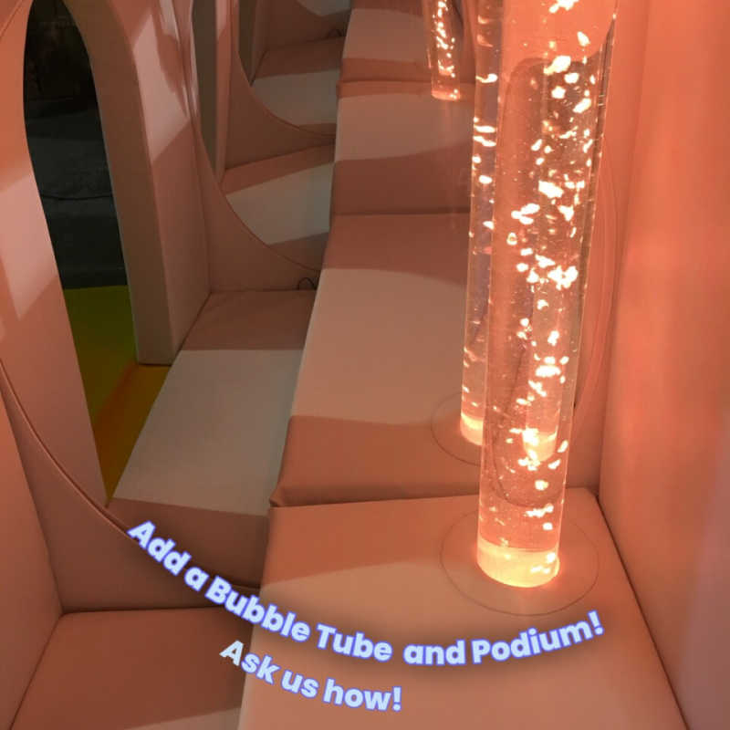 Portable Sensory Den inside with bubble tube and podium