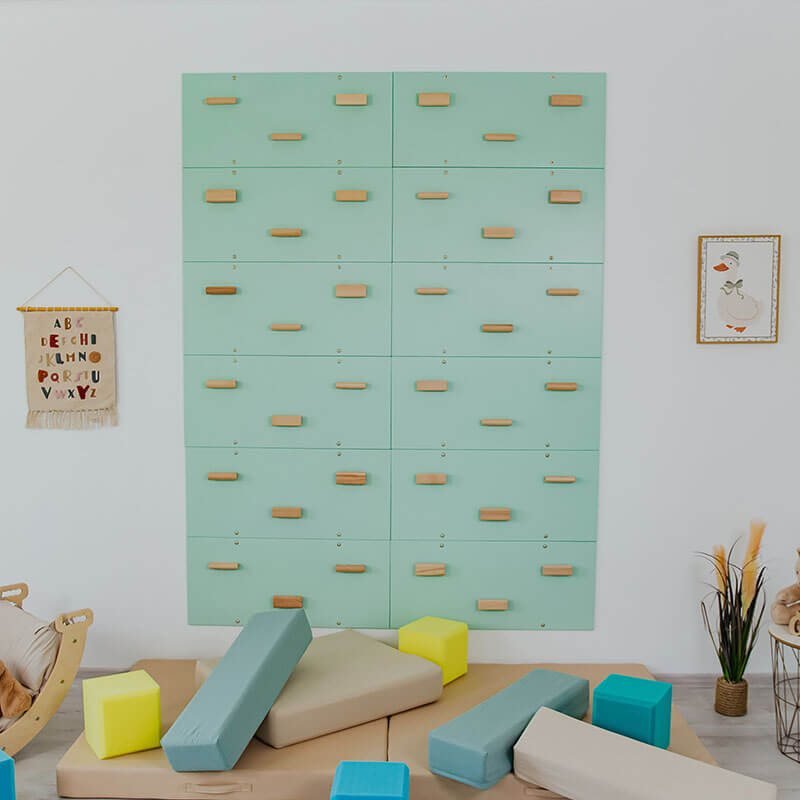 Rock Climbing Wall Cool Mint Set of 12 Panels Front View