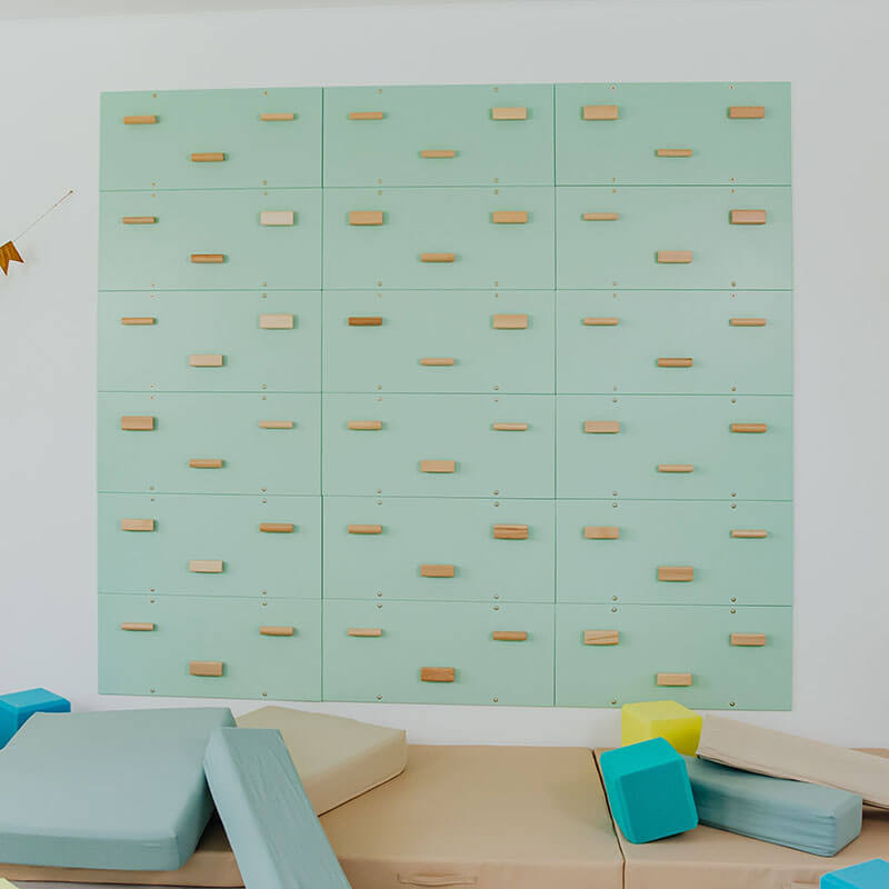 Rock Climbing Wall Cool Mint Set of 18 Panels Front View