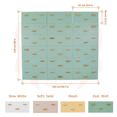 Rock Climbing Wall Cool Mint Set of 18 Panels Specifications