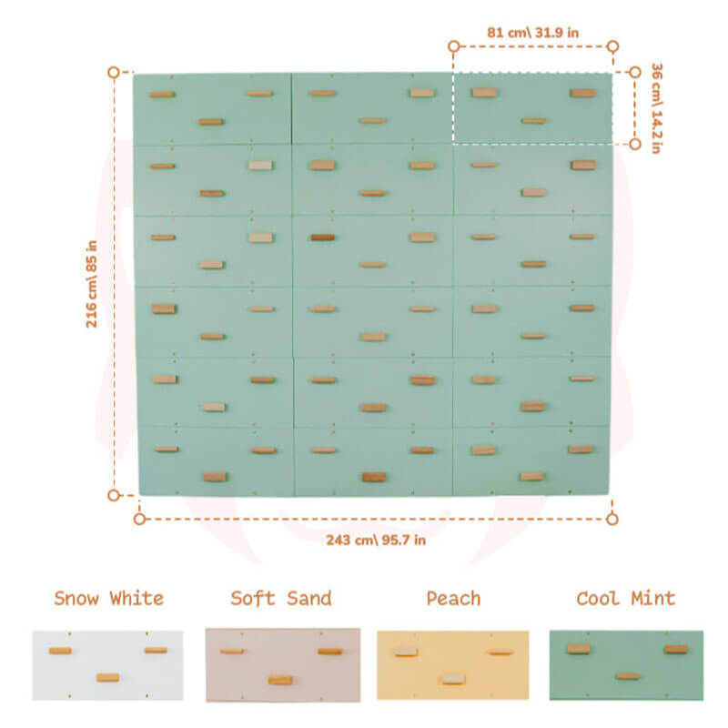 Rock Climbing Wall Cool Mint Set of 18 Panels Specifications
