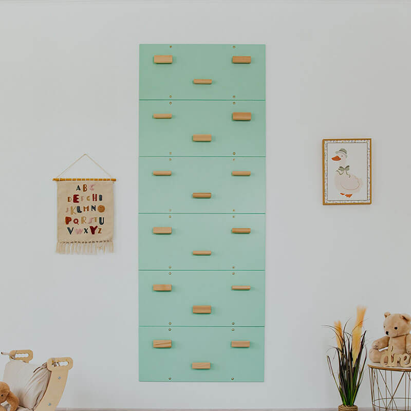 Rock Climbing Wall Cool Mint Set of 6 Panels Front View