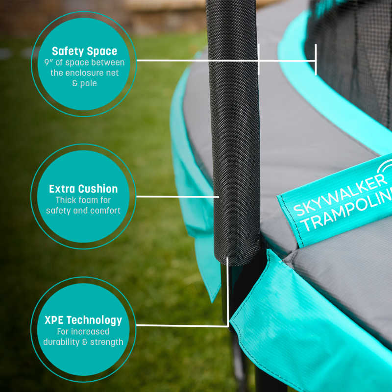 Round Skywalker Trampolines Signature Series Safety info