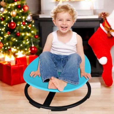 Sensory spinning chair with girl on blue