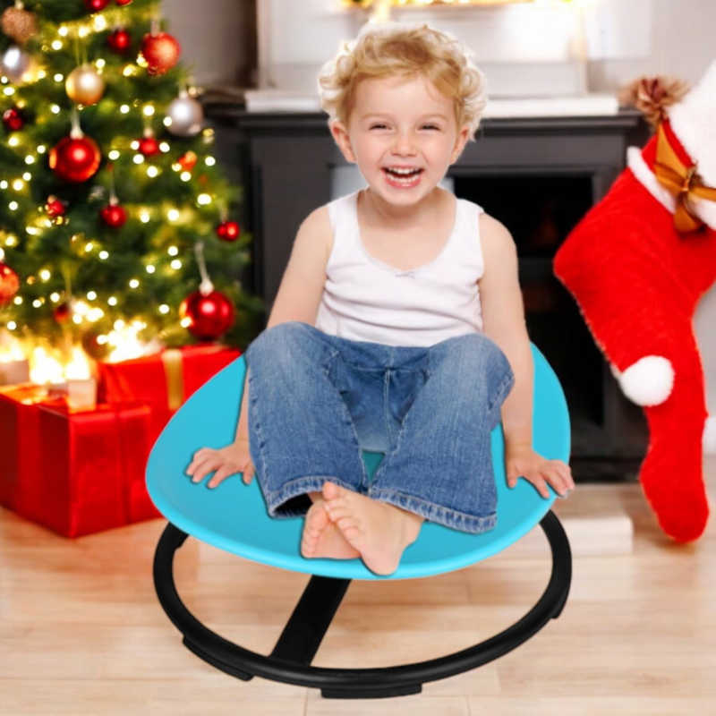 Sensory spinning chair with girl on blue