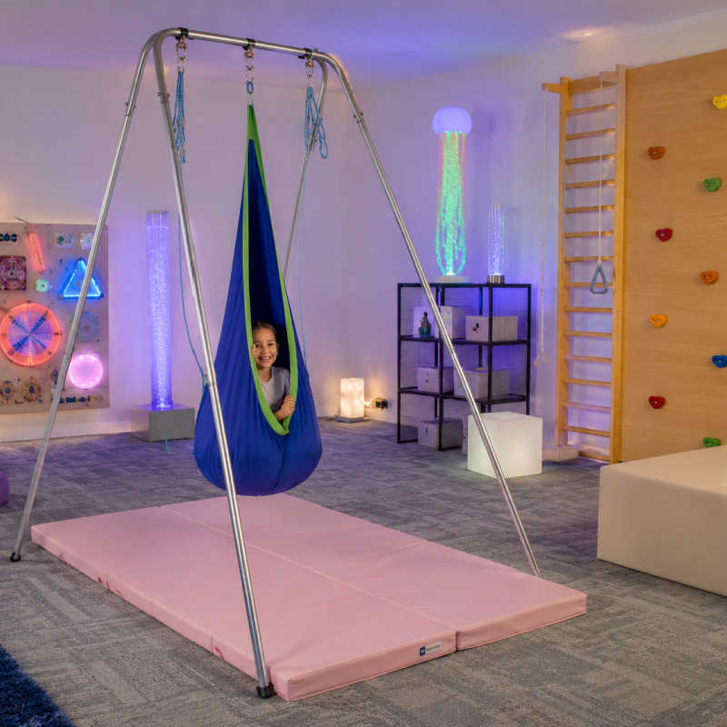 Sensory swing in a therapy room 