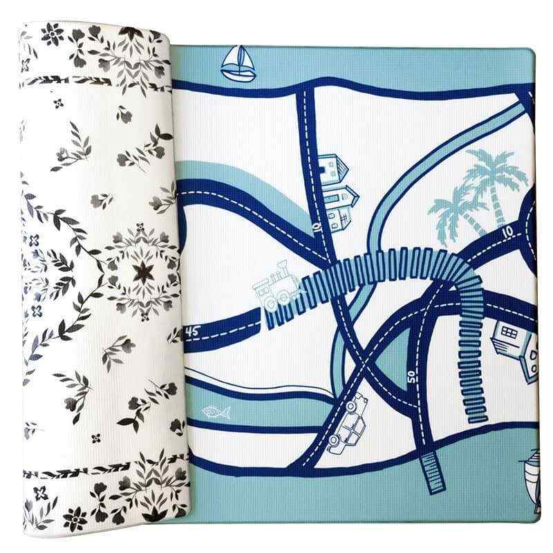 Shwally August Rose White Reversible Playmat showing both sides