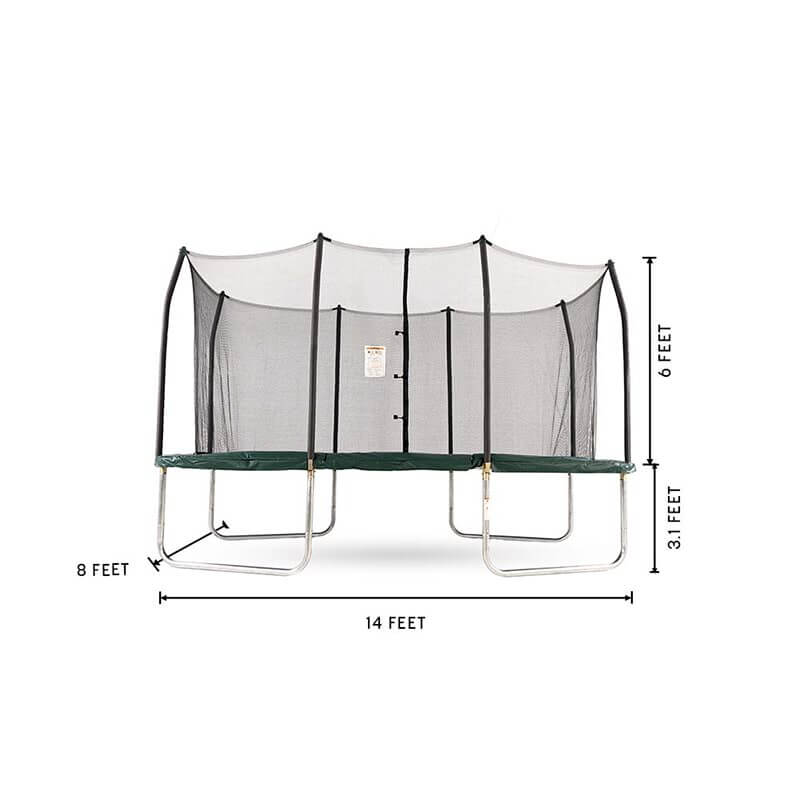 Skywalker Trampolines Green 14' x 8' Rectangle Trampoline Dimensions