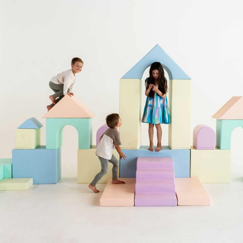 Soft Play Equipment Castle in pastel with kids playing