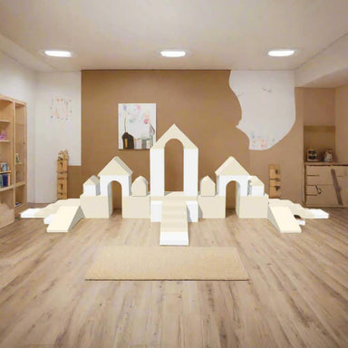 Soft Play Set Mega Castle in beige and white