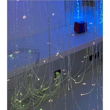 Square podium bench with clear fiber optic lighting 