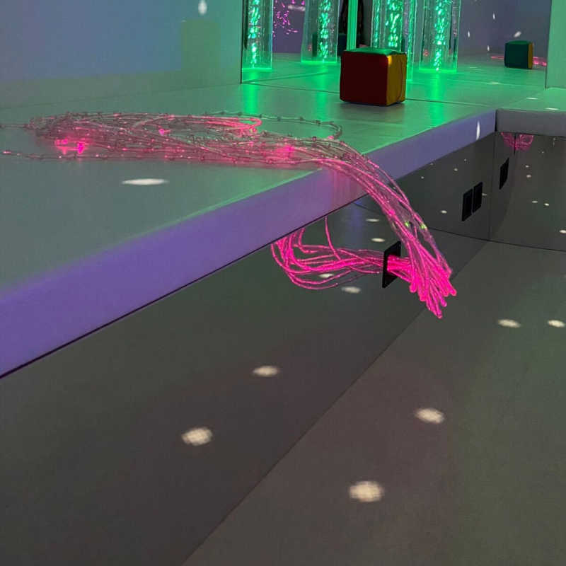 Square podium bench with fiber optic lighting