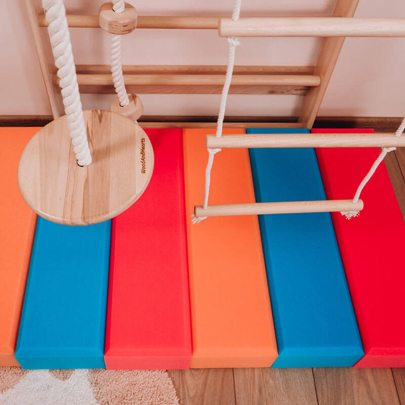Swedish Ladder Gym Rope Ladder With Wooden Rungs Close Up