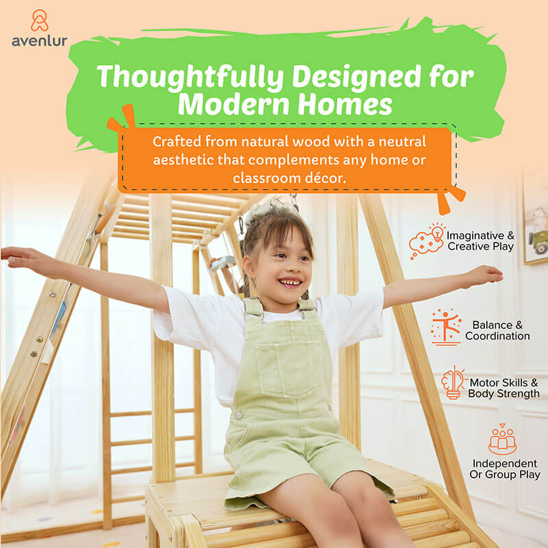 Feature overview of the Avenlur Sweetgum XL indoor sensory playset