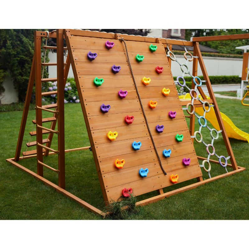 Sycamore Swing Set and Outdoor Climber Wall Side