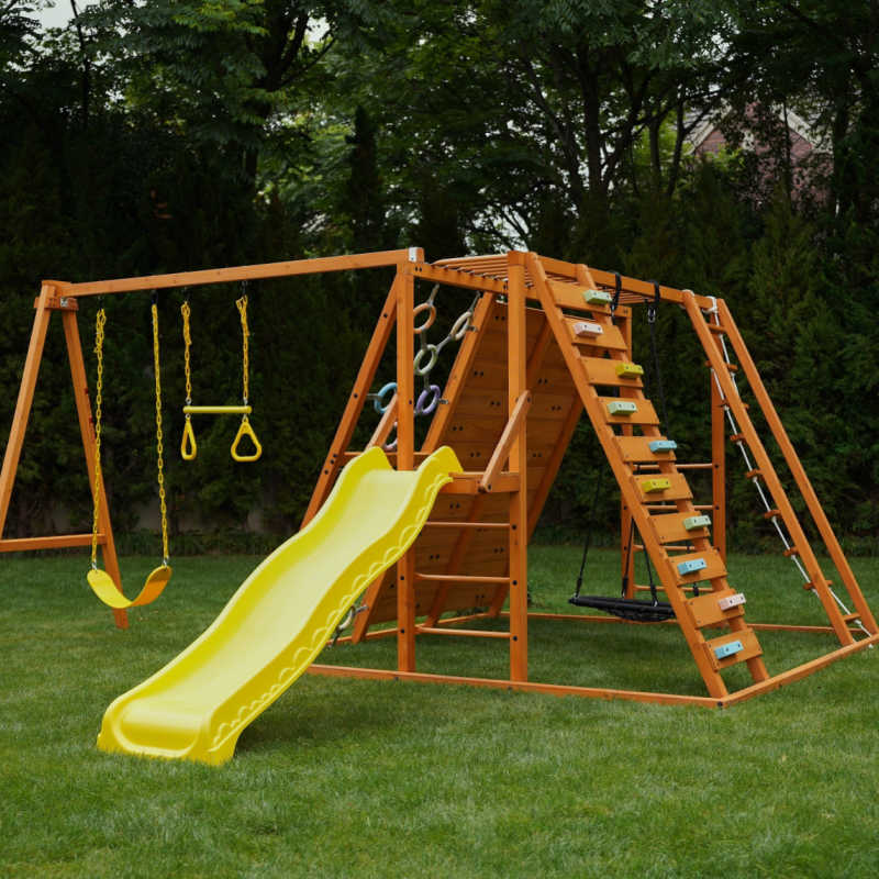 Sycamore Swing Set and outdoor Climber back view