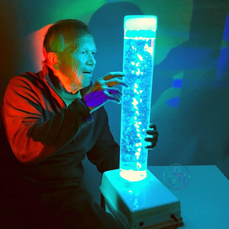 Tabletop Bubble Tube Lamp - Switch Adapted Older Individual Interacting
