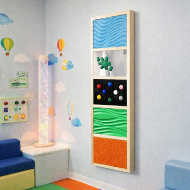 tactile sensory wall panel in a sensory room