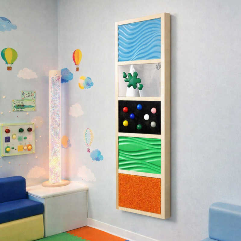 tactile sensory wall panel in a sensory room