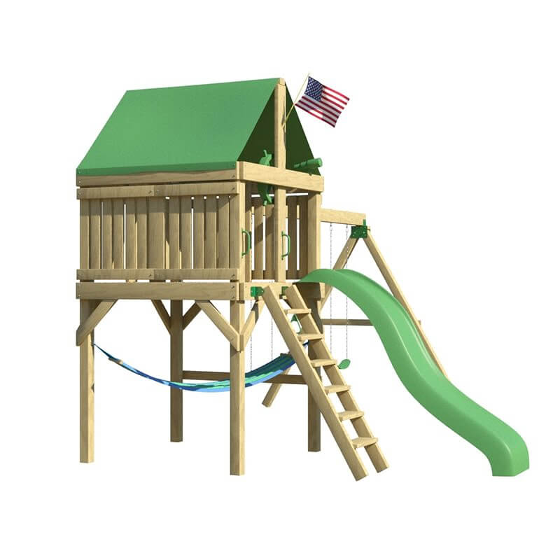 The SwingSet Co. Adventurer Swing Set Front Right Side View Angled