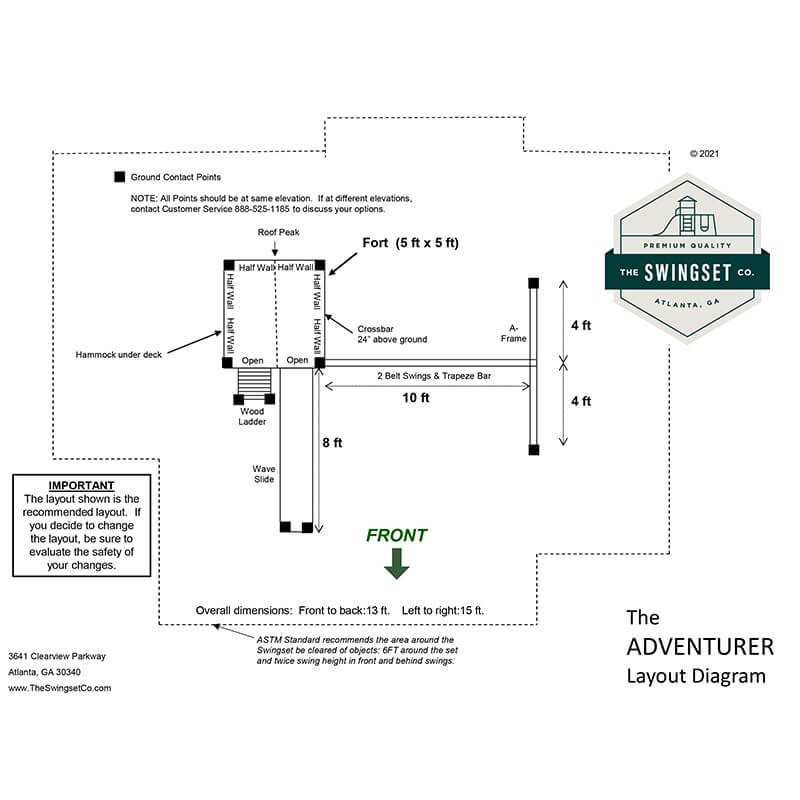 The SwingSet Co. Adventurer Swing Set Technical Drawing