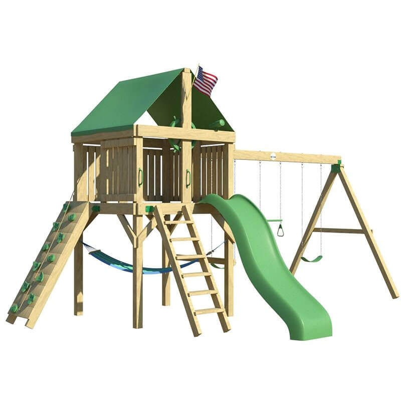 The SwingSet Co. Explorer Swing Set Front Right Side View Angled