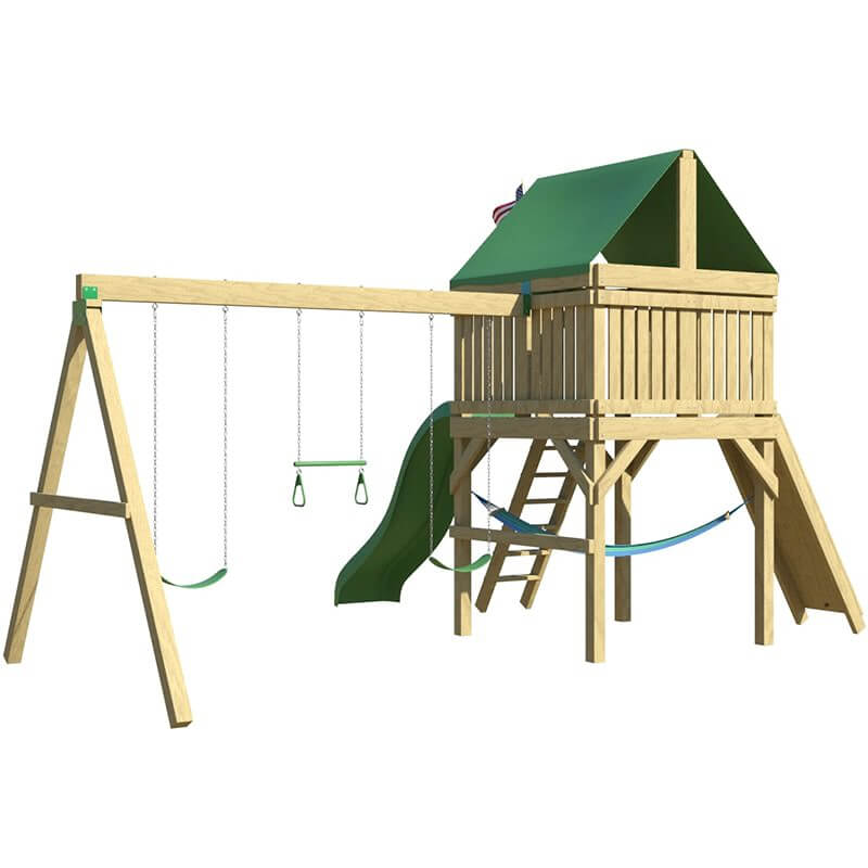 The SwingSet Co. Explorer Swing Set Rear Left Side View