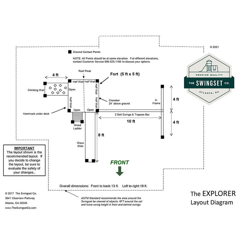 The SwingSet Co. Explorer Swing Set Technical Drawing