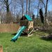 The SwingSet Co. Pioneer Swing Set - Space Saver Edition Front Left Side View Outdoor