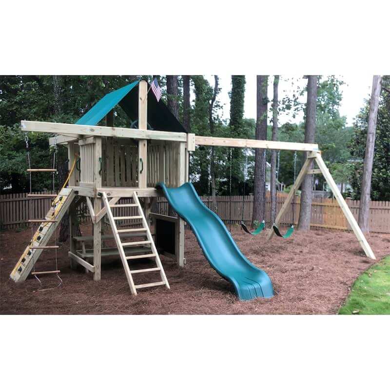 The SwingSet Co. Premier Swing Set Corner View Outdoor