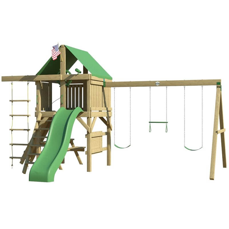 The SwingSet Co. Premier Swing Set Front Left Side View Angled