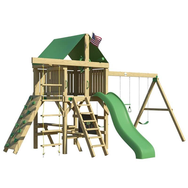 The SwingSet Co. Premier Swing Set Front Right Side View Angled