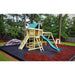 The SwingSet Co. Premier Swing Set Front Side View With Red Sand