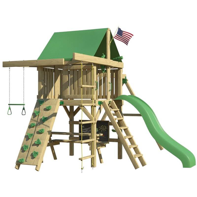 The SwingSet Co. Summit Swing Set - Space Saver Edition Front Right Side Corner