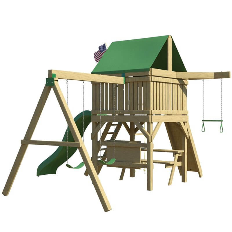 The SwingSet Co. Summit Swing Set - Space Saver Edition Rear Left Side Side Corner