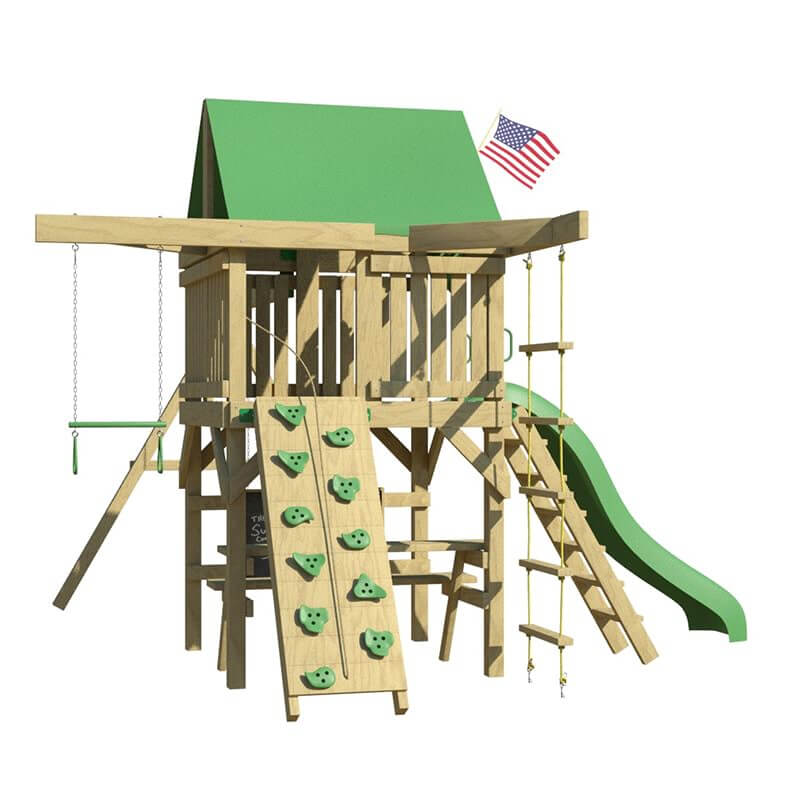 The SwingSet Co. Summit Swing Set - Space Saver Edition Rear Right Side Angled