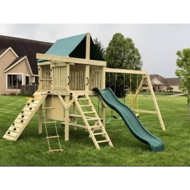 The SwingSet Co. Summit Swing Set  Corner View Outdoor