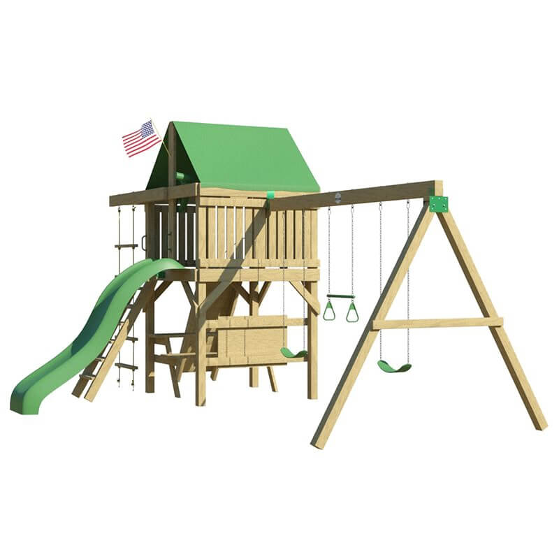 The SwingSet Co. Summit Swing Set Front Lefty Side View Corner