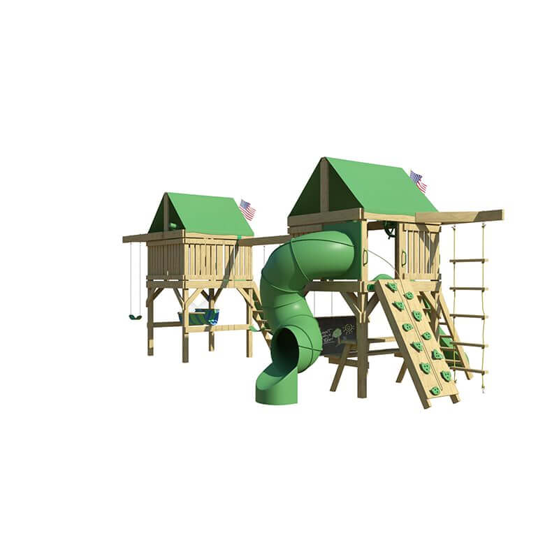 The SwingSet Co. Supreme Swing Set Rear Left Side View Angled