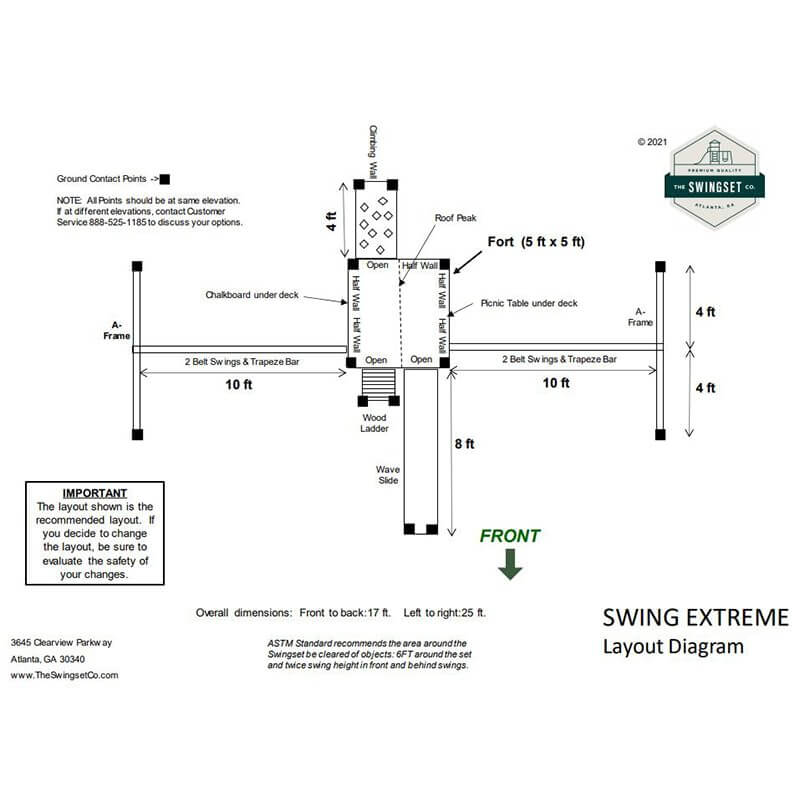 The SwingSet Co. Swing Extreme Swing Set Technical Drawings